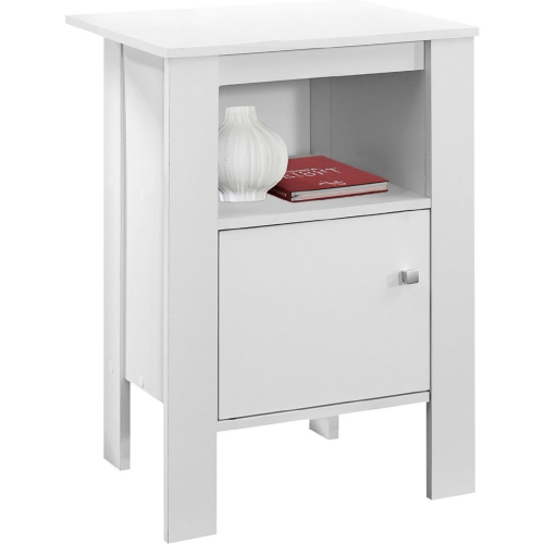 Accent Table or Nightstand with Storage in White